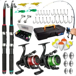 Kit pesca completo 2 varas 2 molinetes Pescamping