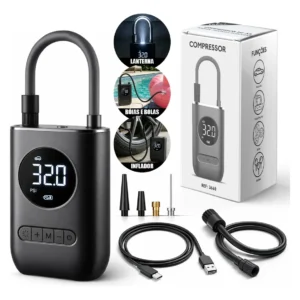 Mini Compressor de Ar Digital Portátil Recarregável USB-C Lumi