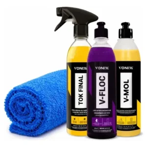 Kit Vonixx V-Mol, V-Floc e Tok Final para lavagem, limpeza e brilho automotivo
