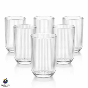 Jogo 6 Copos Vidro Canelado 423ml Moderno Elegante Premium