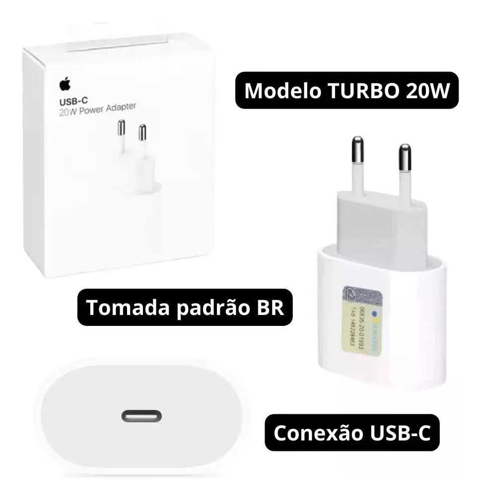 Carregador Fonte Iphone Original 20w Tipo C Turbo - Imagem 2