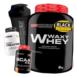 Kit Whey Protein 2kg + BCAA + Creatina + Coqueteleira Sabor Chocolate