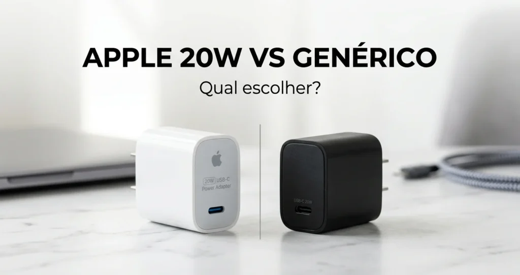 Carregador Apple 20W original vs carregador genérico para iPhone