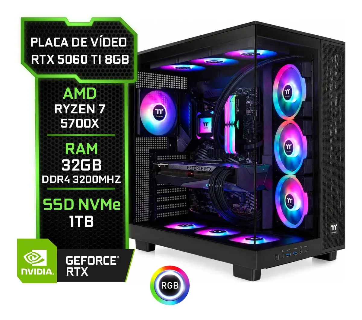 PC Gamer RTX 5060 Ti e Ryzen 7 5700X | AlgoShop